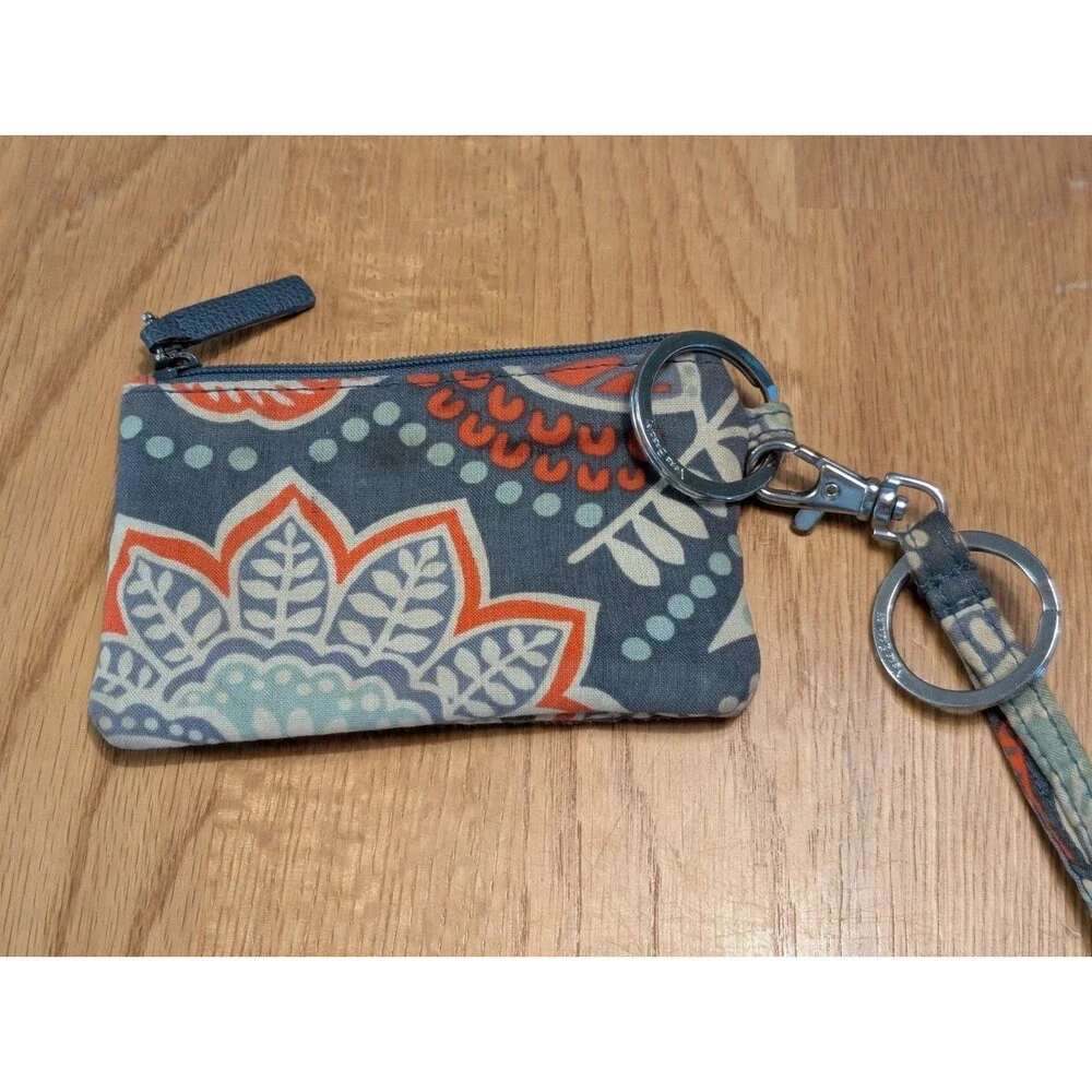 Vtg Vera Bradley Window Coin Purse Key Chain Lanyard Nordic Floral Pattern - Picture 2 of 7